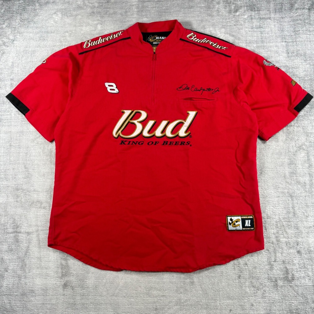 Budweiser Racing Shirt Mens XL Red Dale Earnhardt Jr Chase Authentics NASCAR #8
